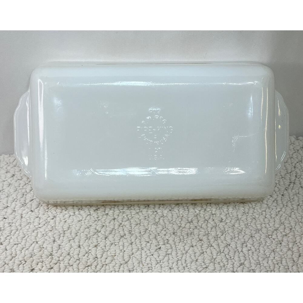 Anchor Hocking Fire King Wheat Pattern Milk Glass Loaf Baking Pan 10.5" VTG USA - Picture 5 of 8